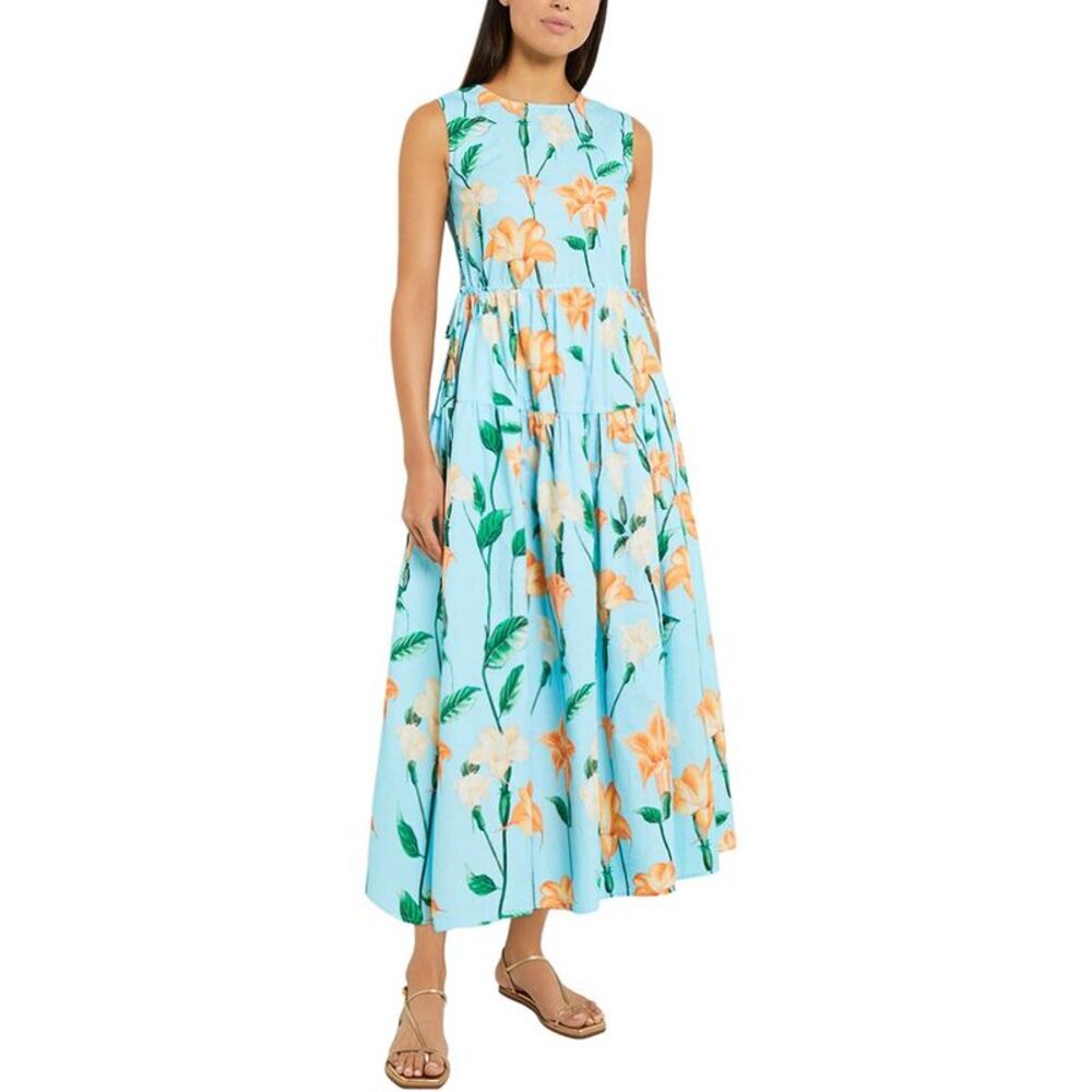 Misook Womens  Maxi Drop Waist Dress, Blue